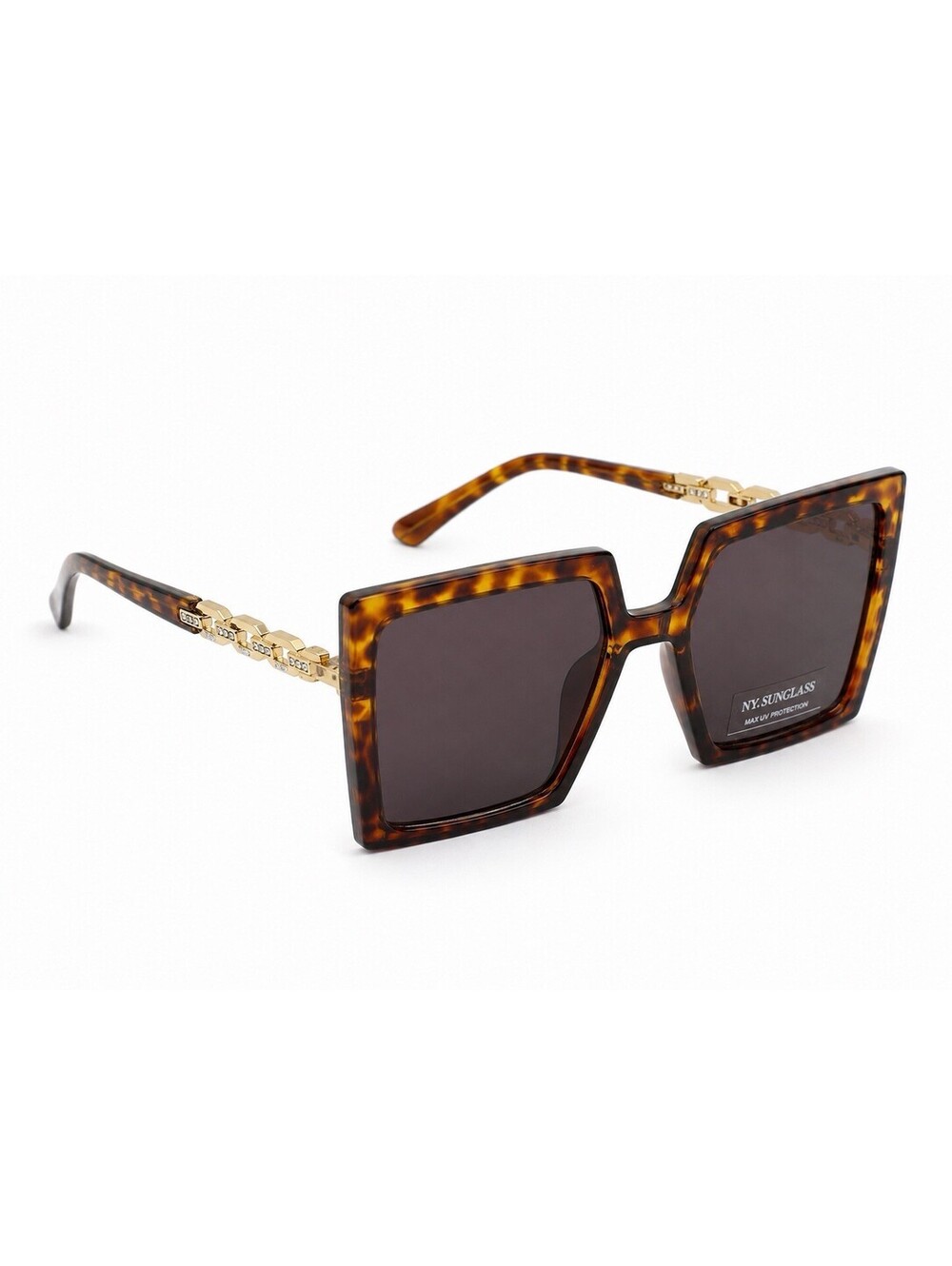 NY Sunglass. Oversized Square Tortoise Sunglasses Women Brown Gradiente UV